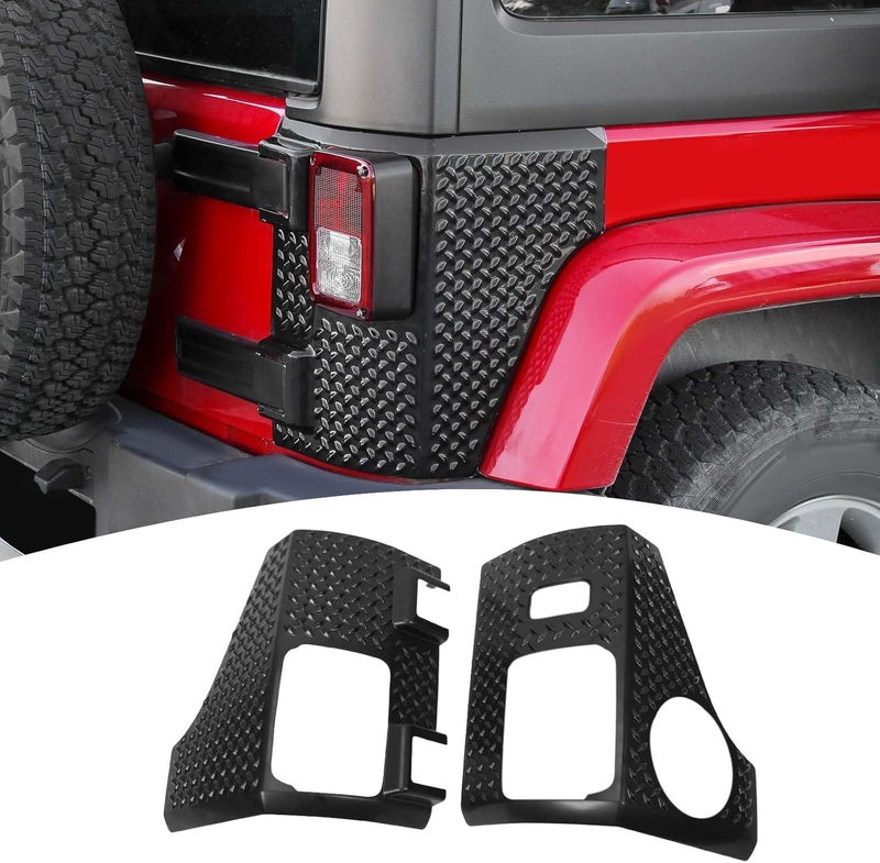 PDKLIN for Wrangler JK Rear Corner Body Armor, Tail Light Cover Guards Protector Compatible with 2007-2017 Jeep Wrangler JK JKU Rear Quarter Panel Black Exterior Accessories 2pcs - Image 1